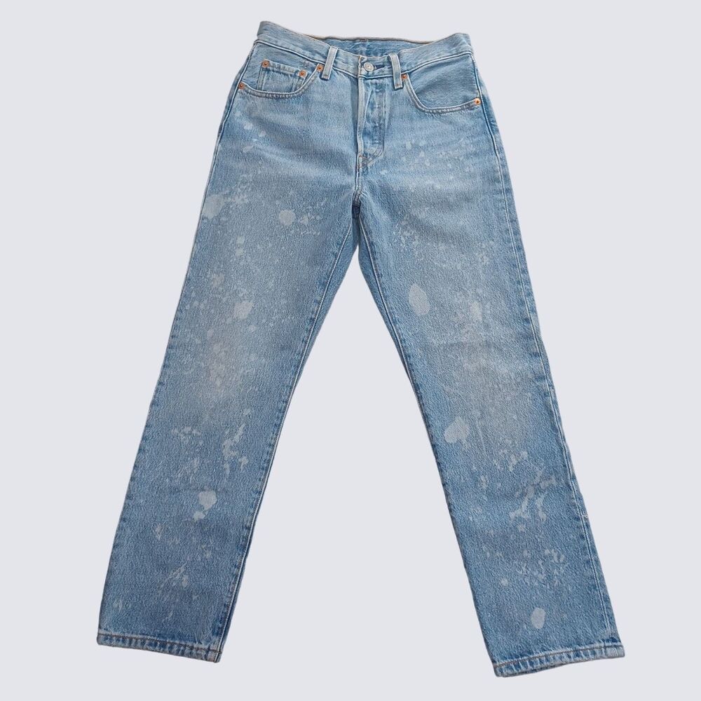 Levi's 501 Premium Big E Women's Buttonfly Straight Leg Acid Washed Jeans Sz 25